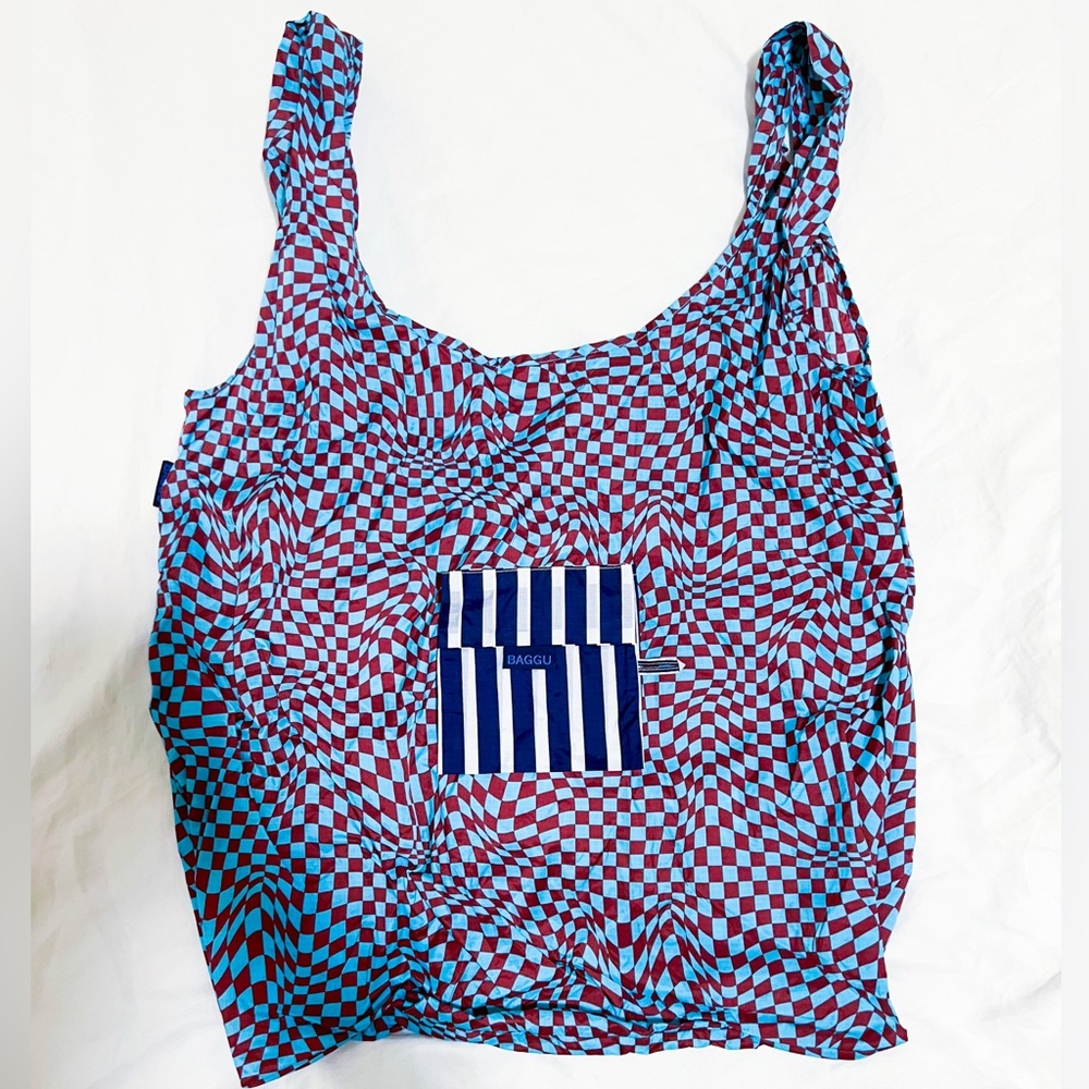 BAGGU Sky Trippy Checker Big Reusable Grocery Bag